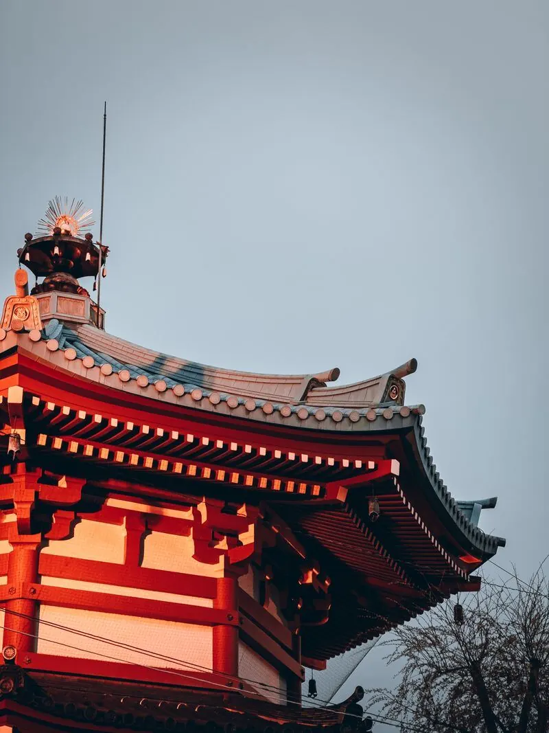 Vermilion temple pagoda